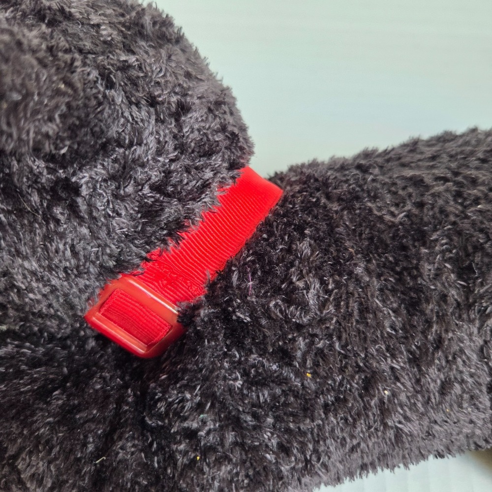 Yangjee Stuffed Plush Black Puppy Dog Red Collar Floppy Soft Beanbag 12" Vintage - Picture 9 of 12